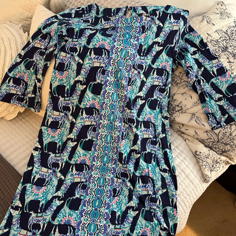 Lilly Pulitzer Blue and Teal Patterned Dress